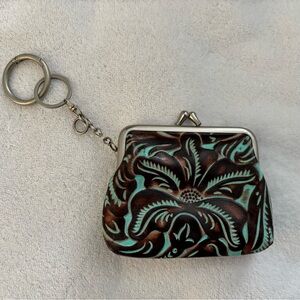 Patricia Nash Floral Embossed Coin Purse Keychain